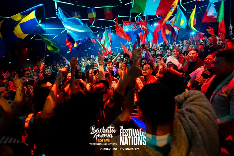 Flags in the crowd during the quarter finals